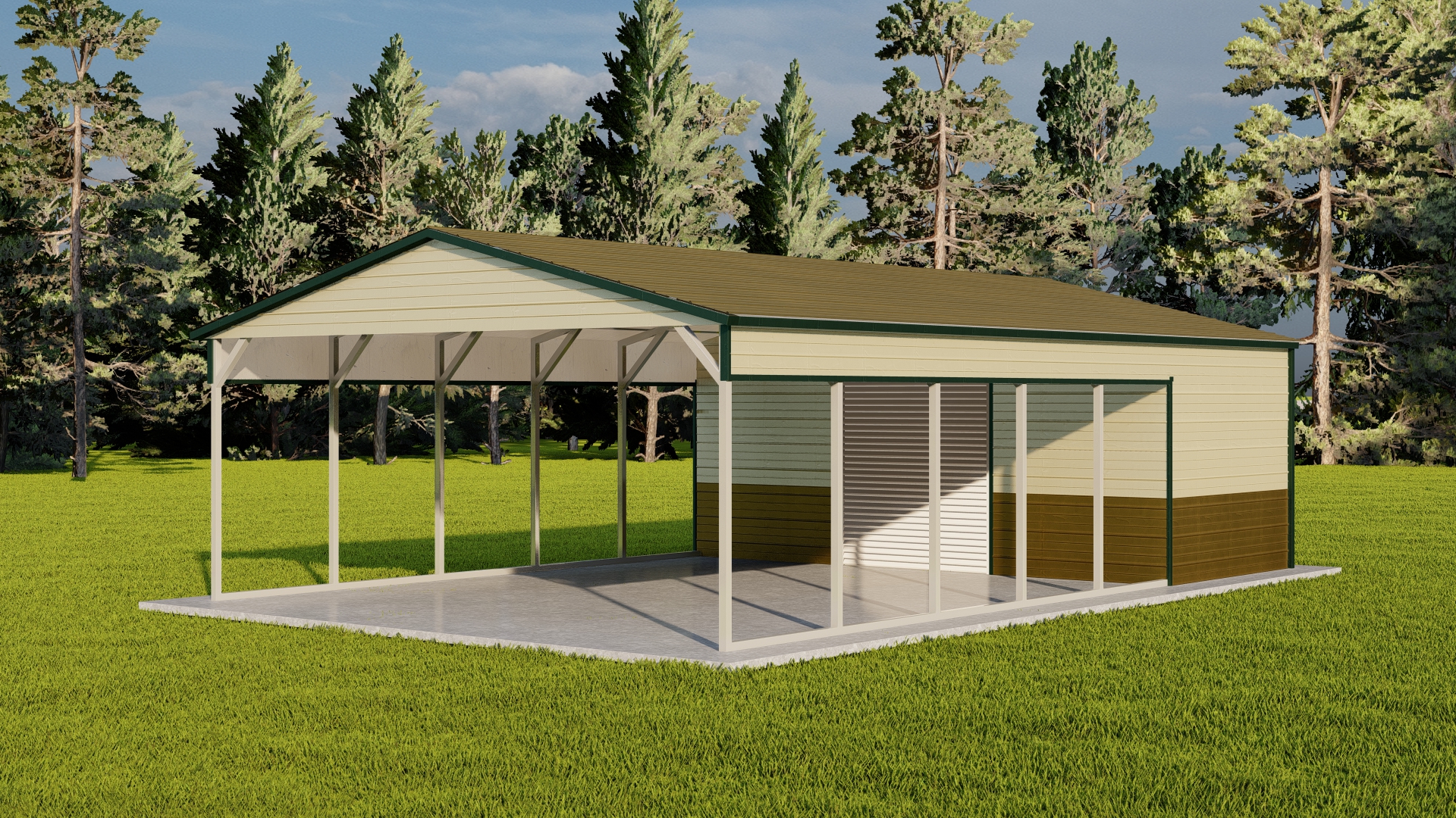 Metal carport with storage combo units for sale